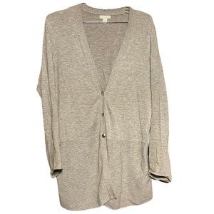 J. Jill Woman’s Grey Button Down Casual Lightweight Sweater Size Medium